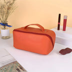 Makeup Bag Molded PU Shell Stand-Up Wide Opening