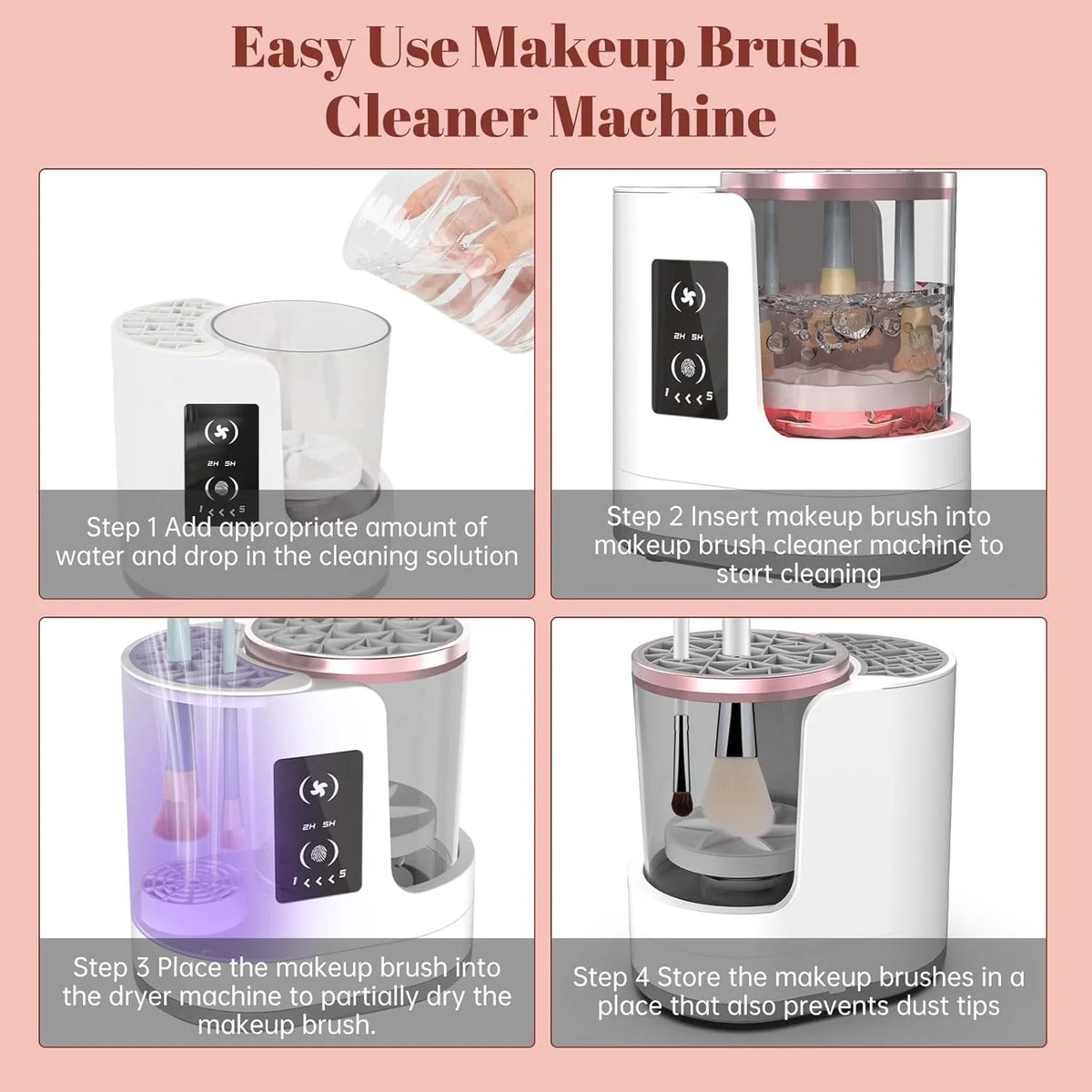 Makeup Brush Cleaner High-Speed Spin Silicone Collars