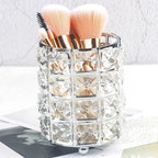 Makeup Brush Holder Crystal Bead Stainless Steel Frame