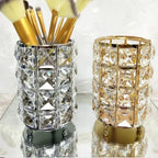 Makeup Brush Holder Crystal Bead Stainless Steel Frame