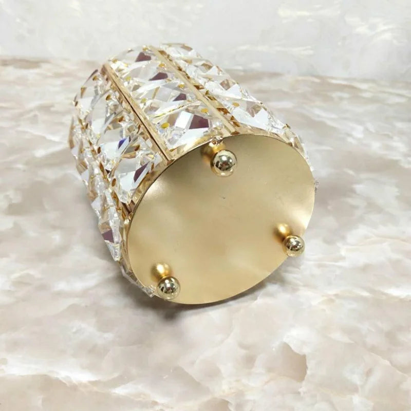 Makeup Brush Holder Crystal Bead Stainless Steel Frame