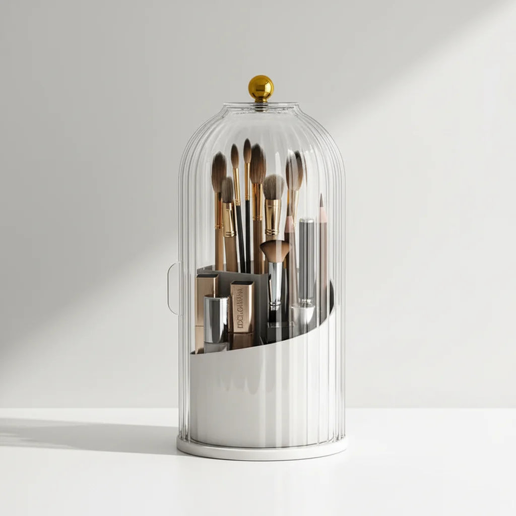 Makeup Brush Organizer 360° Rotating Dustproof Cover