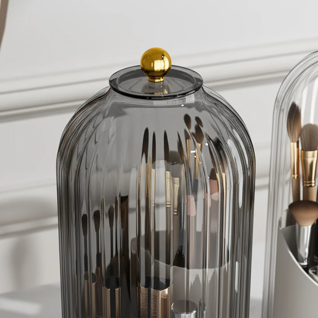 Makeup Brush Organizer 360° Rotating Dustproof Cover
