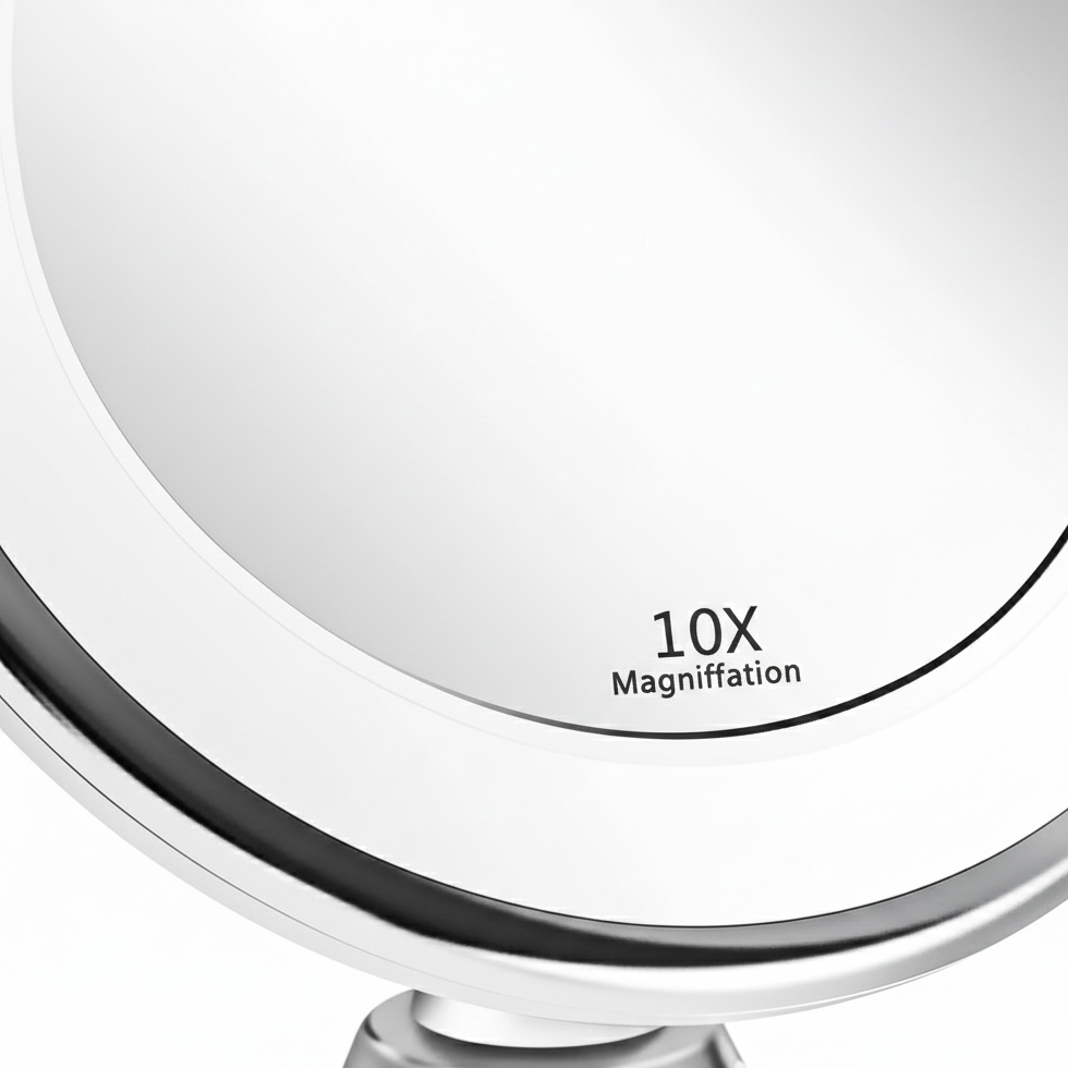 Makeup Mirror 10x Magnification LED Lighting & Adjustable Angle