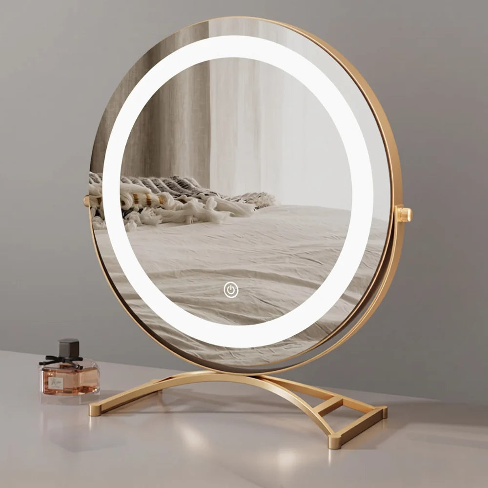 Makeup Mirror 360 Degree Rotating Tri-Tone LED Rechargeable
