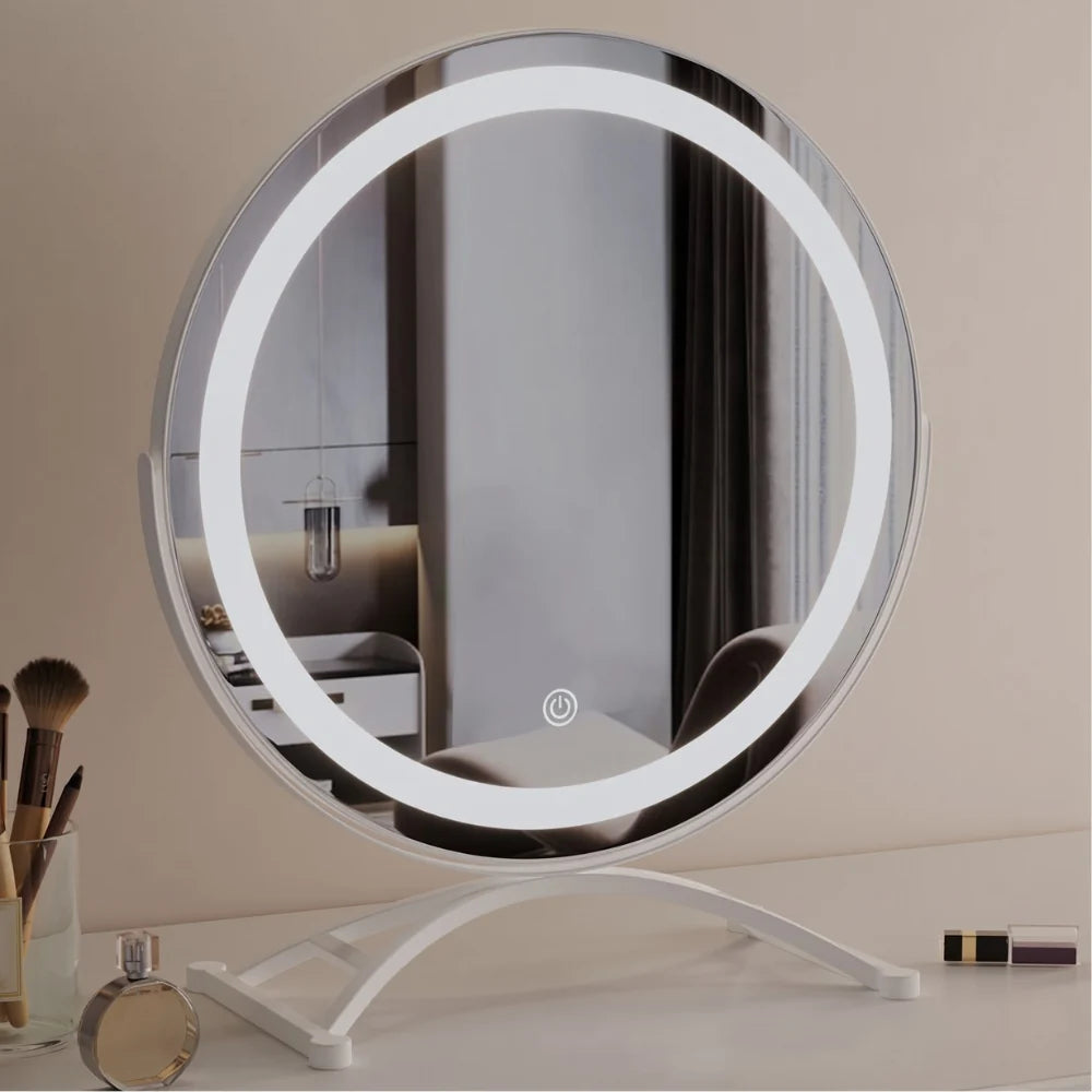 Makeup Mirror 360 Degree Rotating Tri-Tone LED Rechargeable