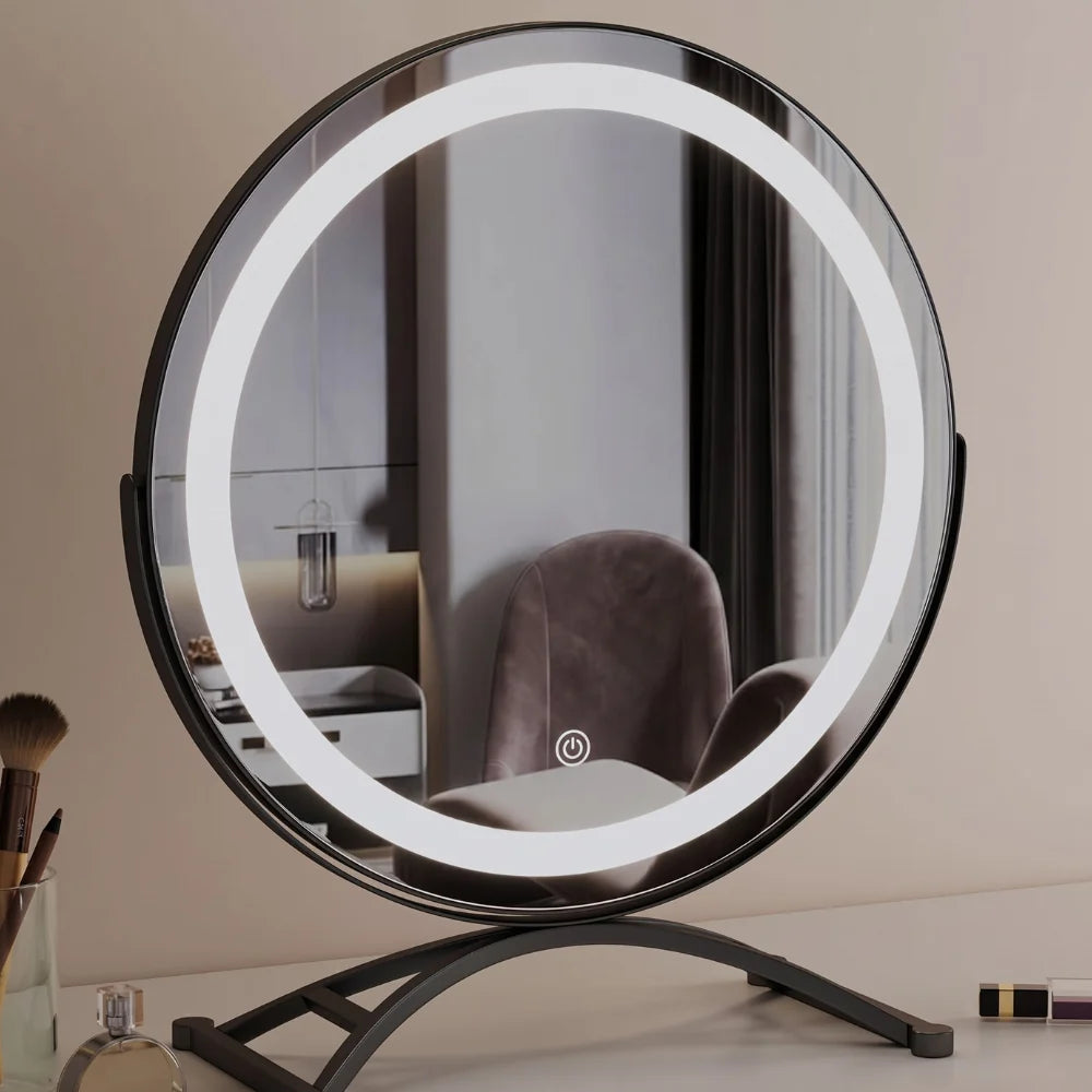 Makeup Mirror 360 Degree Rotating Tri-Tone LED Rechargeable