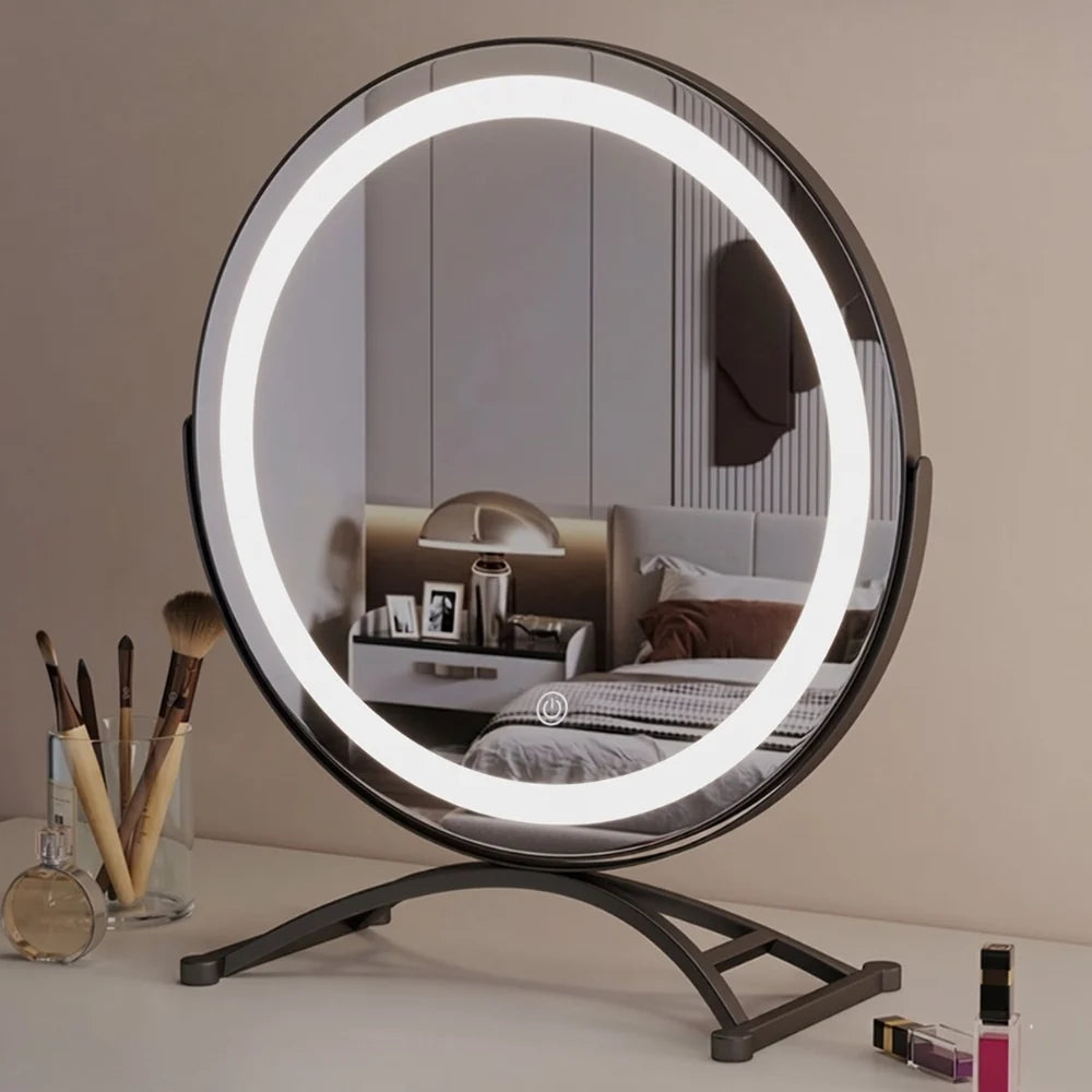 Makeup Mirror 360 Degree Rotating Tri-Tone LED Rechargeable