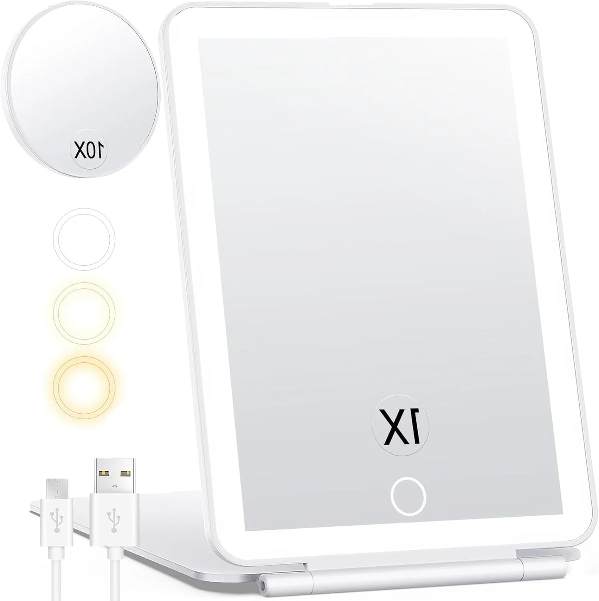 Makeup Mirror Foldable Rechargeable 10X Magnification