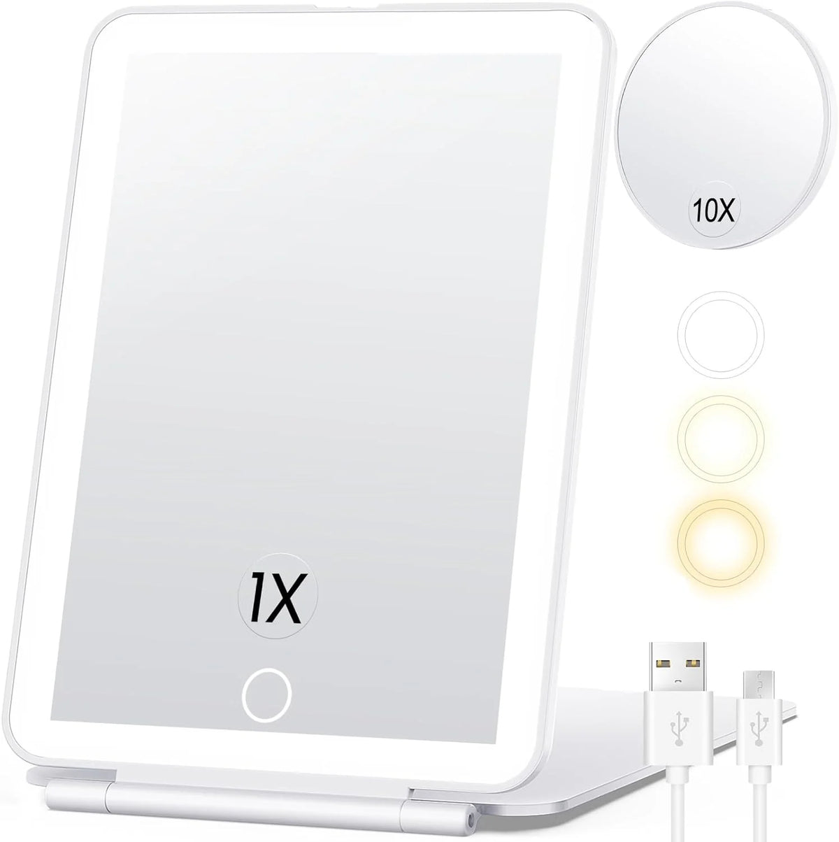 Makeup Mirror Foldable Rechargeable 10X Magnification