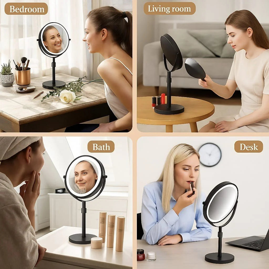 Makeup Mirror LED Stepless Dimming 10x Magnification