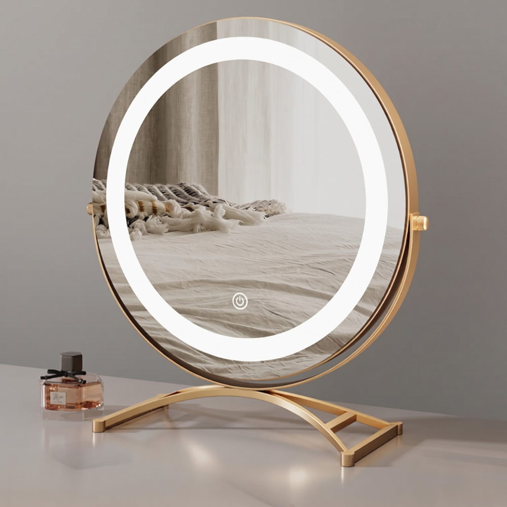 Makeup Mirror Tri-Tone Light 360 Degree Rotation Rechargeable