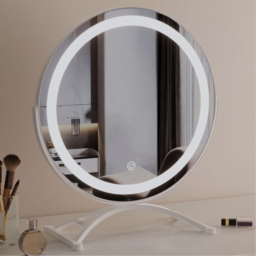Makeup Mirror Tri-Tone Light 360 Degree Rotation Rechargeable