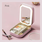 Makeup Organizer Box LED Mirror Three Light Modes Lockable