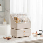 Makeup Organizer Box Transparent Dustproof Lid Removable Drawers & Compartments