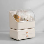 Makeup Organizer Box Transparent Dustproof Lid Removable Drawers & Compartments