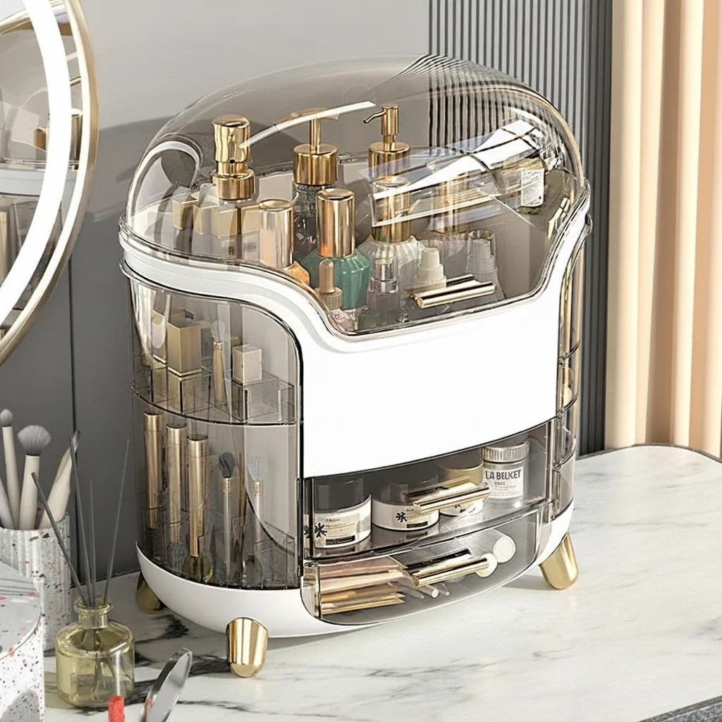 Makeup Organizer Clear Lid Water-Resistant Ergonomic Handle