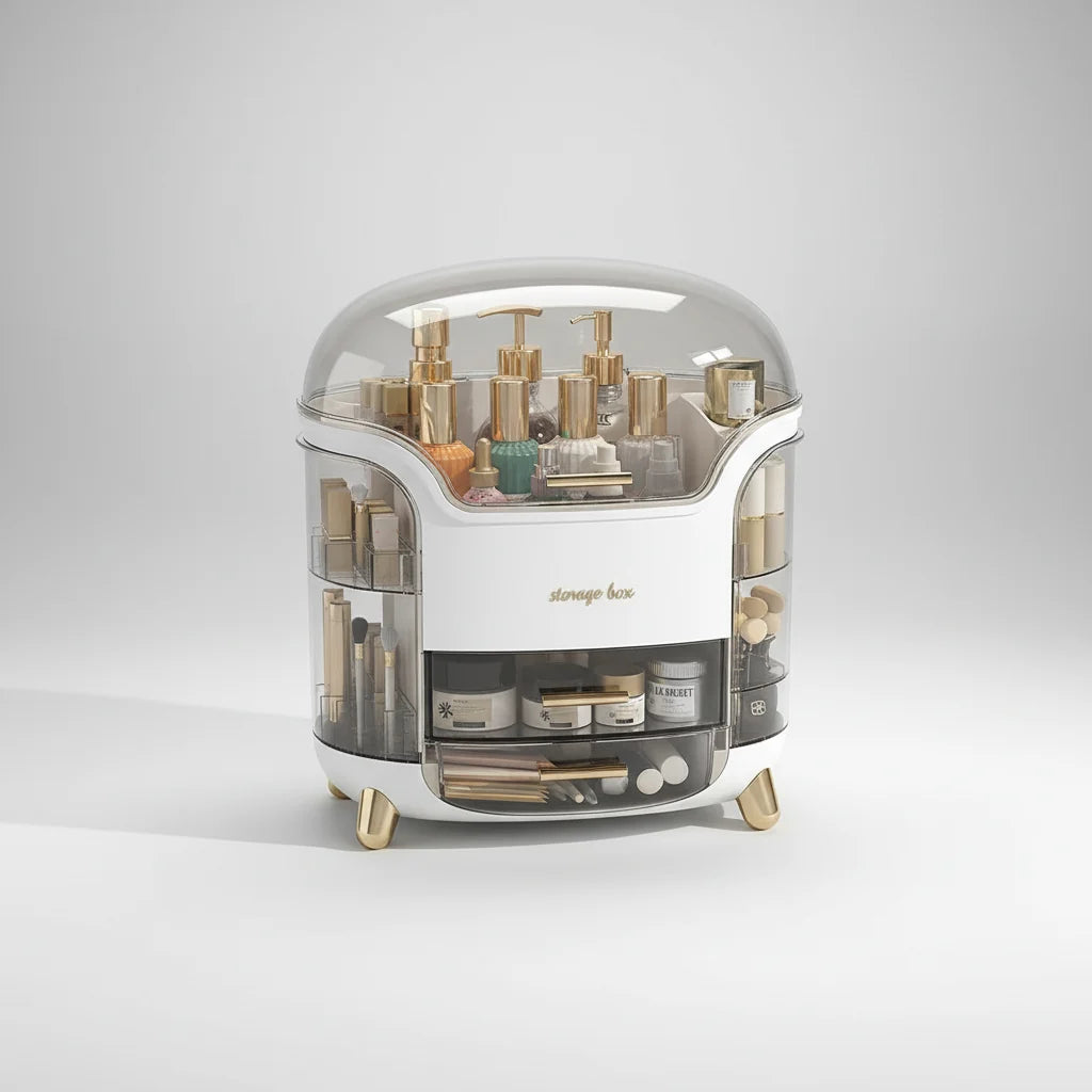 Makeup Organizer Clear Lid Water-Resistant Ergonomic Handle