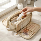 Makeup Organizer Full-View Double Zipper & Brush Slots