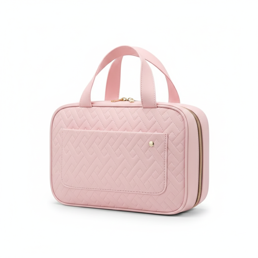 Makeup Organizer Lay-Flat Spill-Proof Vegan Leather