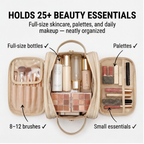 Makeup Organizer Lay-Flat Waterproof PU Leather Brush Protectors