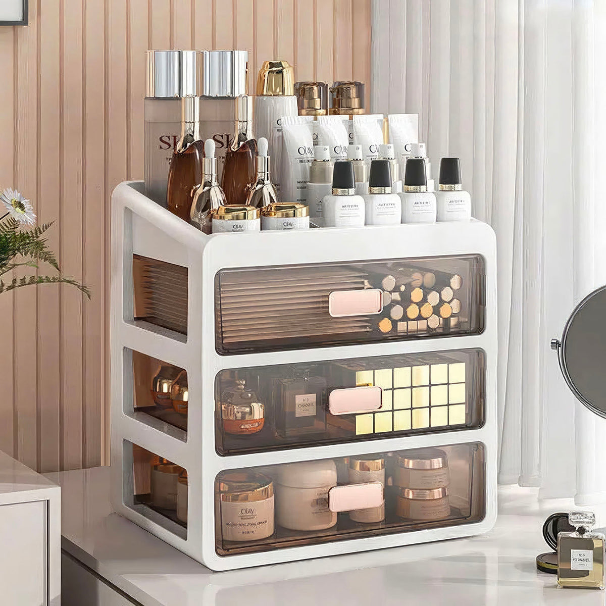 Makeup Organizer Multi-Compartment Durable Plastic