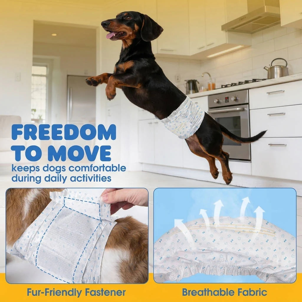 Male Dog Belly Band Leakproof Wetness Indicator Adjustable Fit