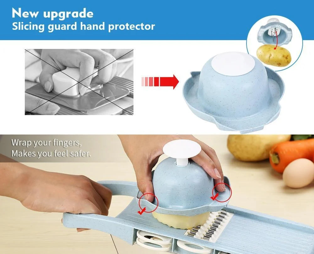 Mandoline Slicer 6 Stainless Steel Blades & Hand Guard