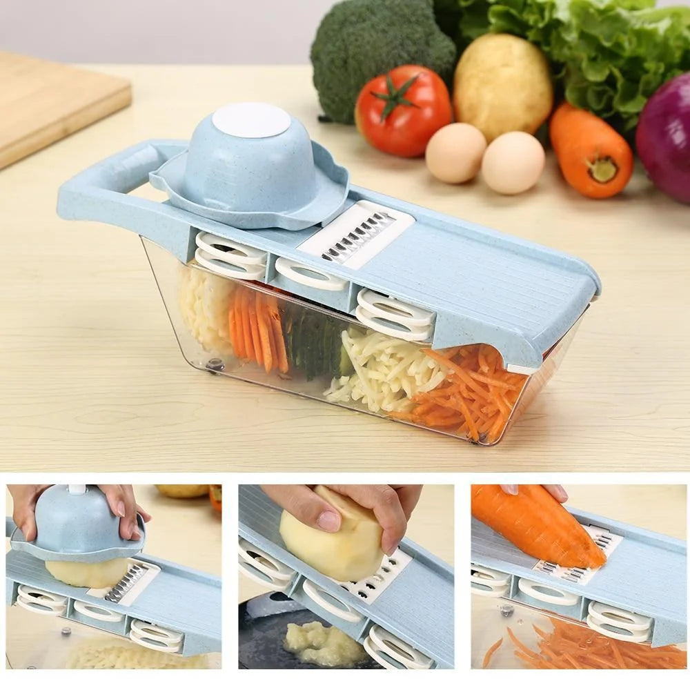 Mandoline Slicer 6 Stainless Steel Blades & Hand Guard