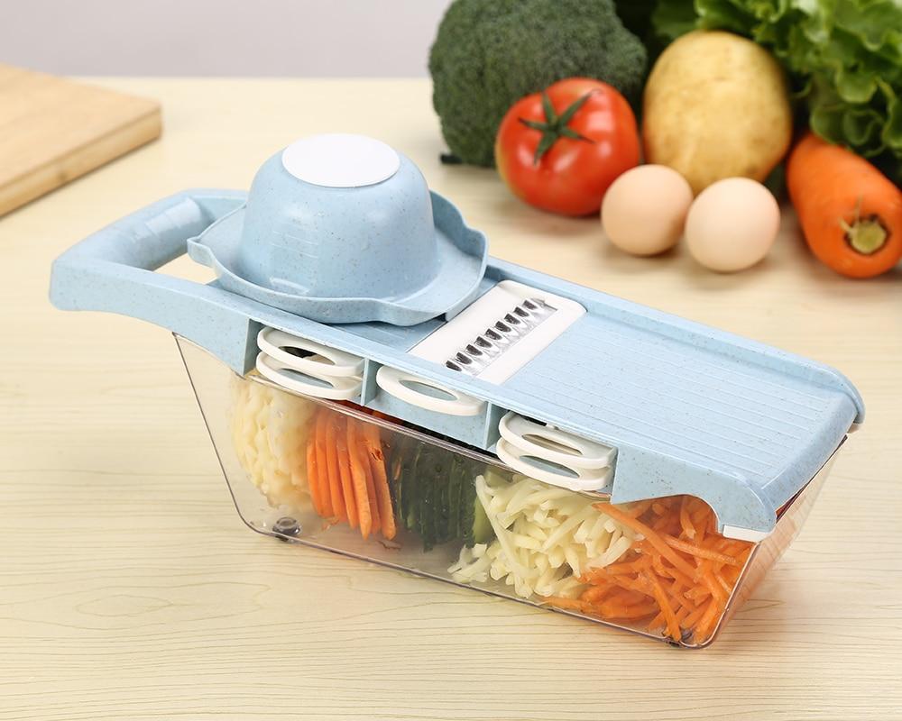 Mandoline Slicer 6 Stainless Steel Blades & Hand Guard