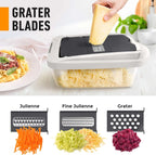 Mandoline Slicer 8-Function Stainless Steel Blades & Built-In Container