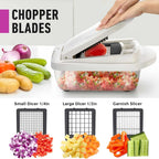 Mandoline Slicer 8-Function Stainless Steel Blades & Built-In Container