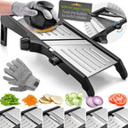 Mandoline Slicer Adjustable Dial Stainless Steel Blade & Gloves