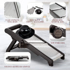 Mandoline Slicer Adjustable Dial Stainless Steel Blade & Gloves