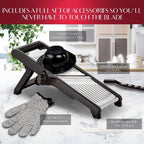 Mandoline Slicer Adjustable Dial Stainless Steel Blade & Gloves