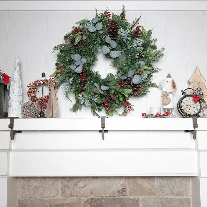 Mantle Stocking Holder Adjustable Dual Hook Rubber Pads