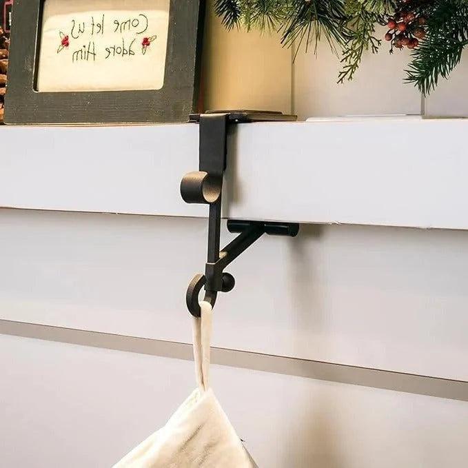 Mantle Stocking Holder Adjustable Dual Hook Rubber Pads
