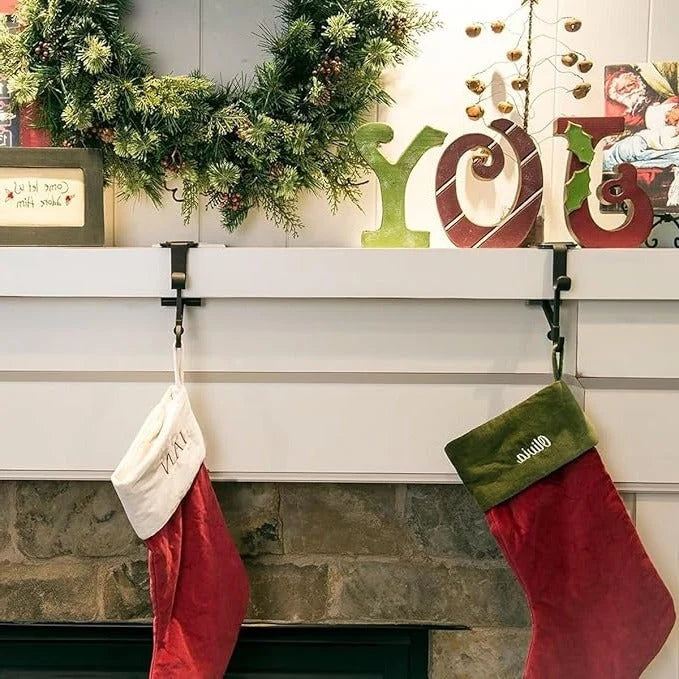Mantle Stocking Holder Adjustable Dual Hook Rubber Pads