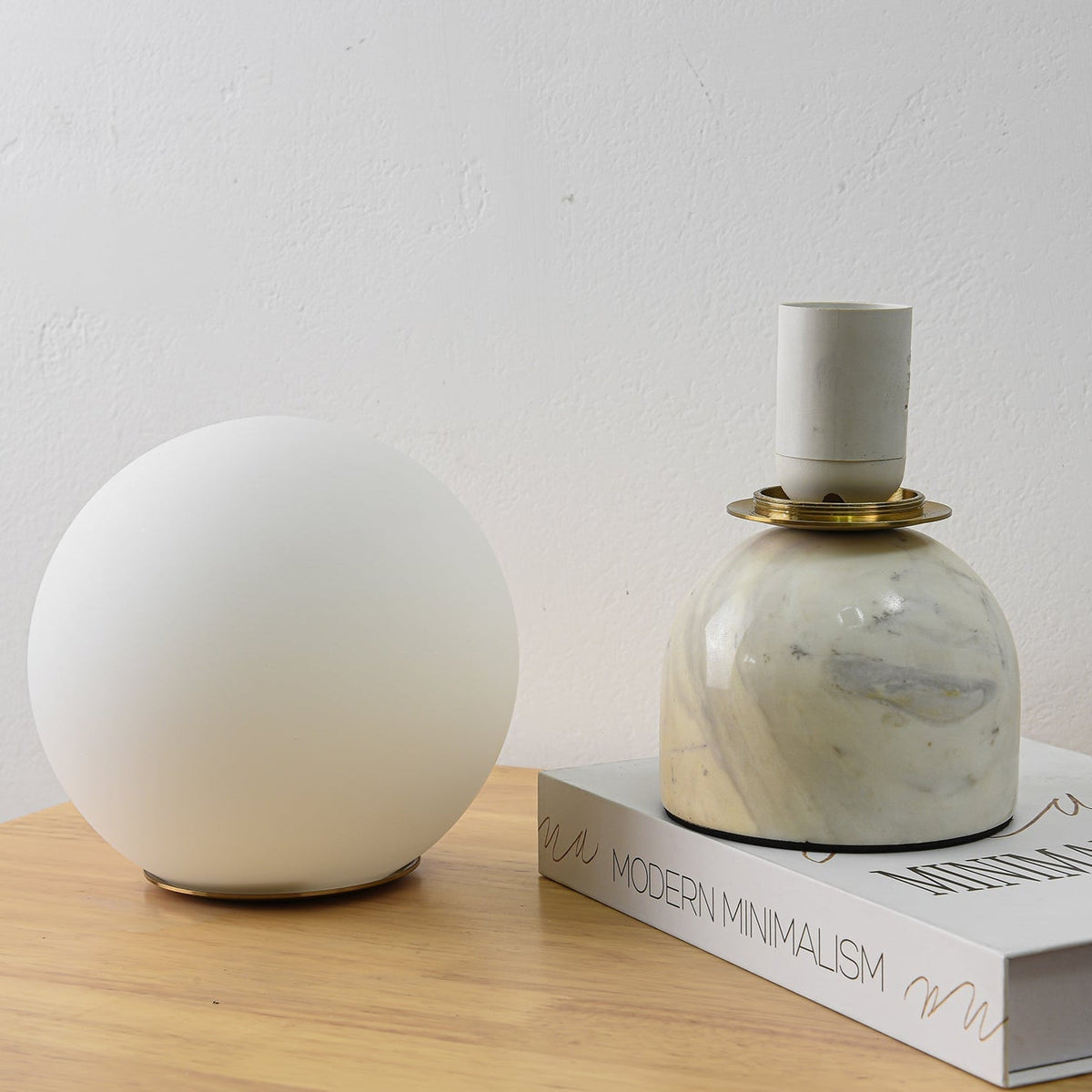 Marble Base & Glass Orb Table Lamp