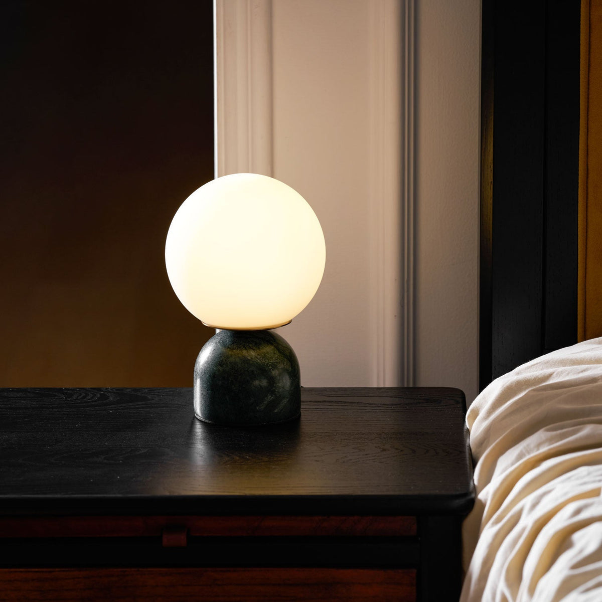 Marble Base & Glass Orb Table Lamp
