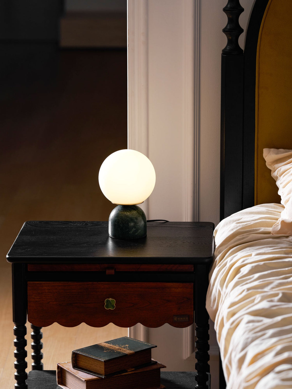 Marble Base & Glass Orb Table Lamp