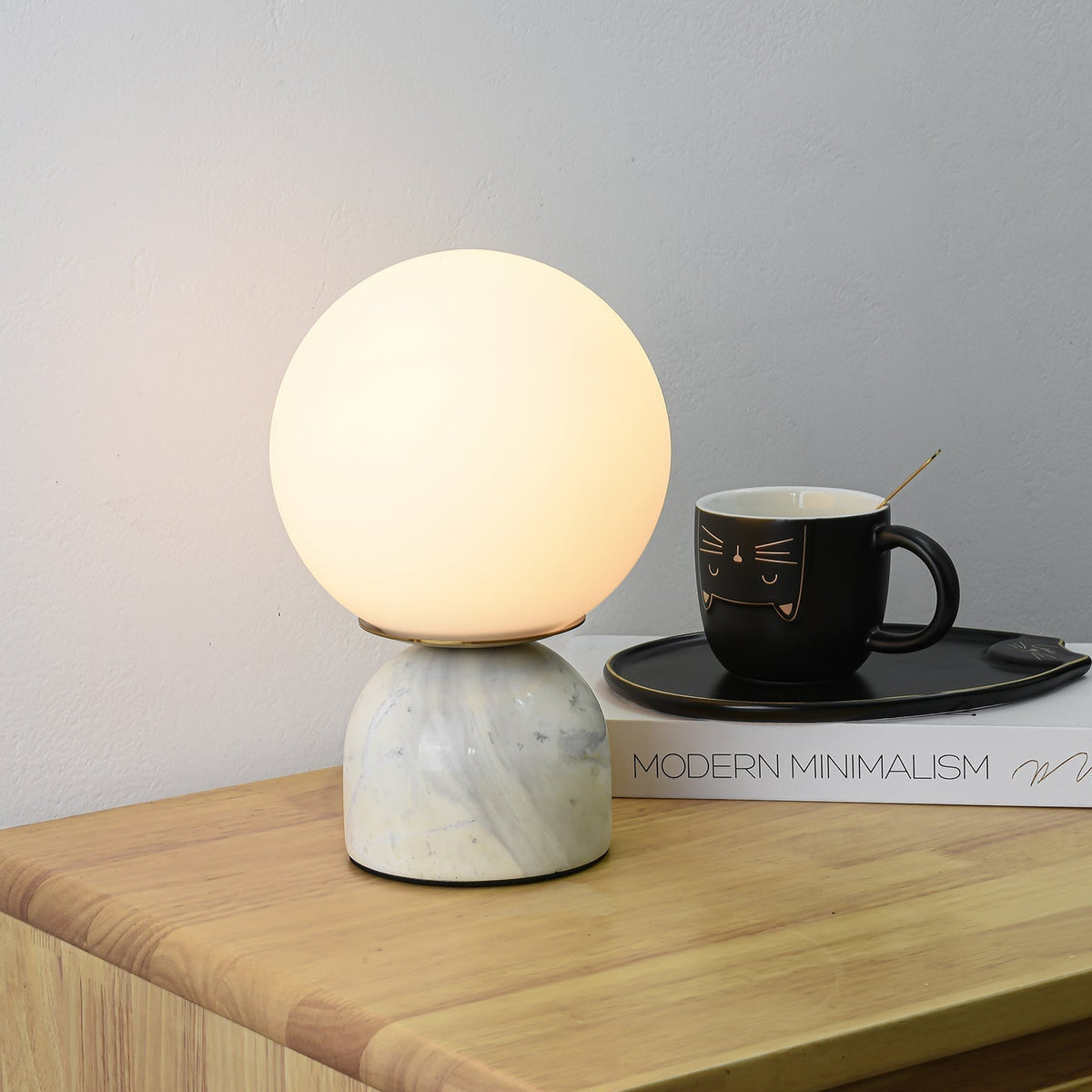 Marble Base & Glass Orb Table Lamp