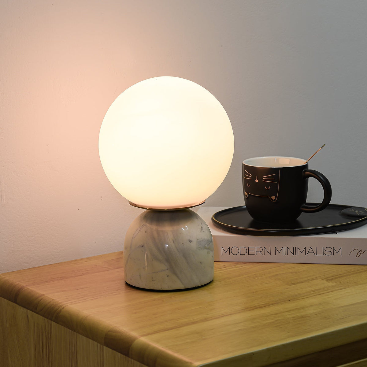 Marble Base & Glass Orb Table Lamp