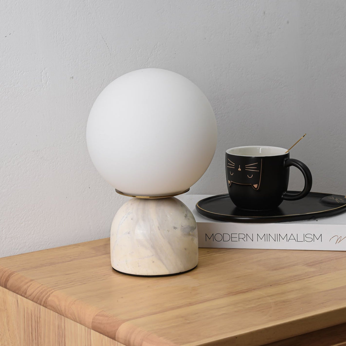 Marble Base & Glass Orb Table Lamp