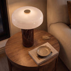 Marble Base Opaline Glass Touch-Control LED Table Lamp (USB Charging)