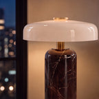 Marble Base Opaline Glass Touch-Control LED Table Lamp (USB Charging)
