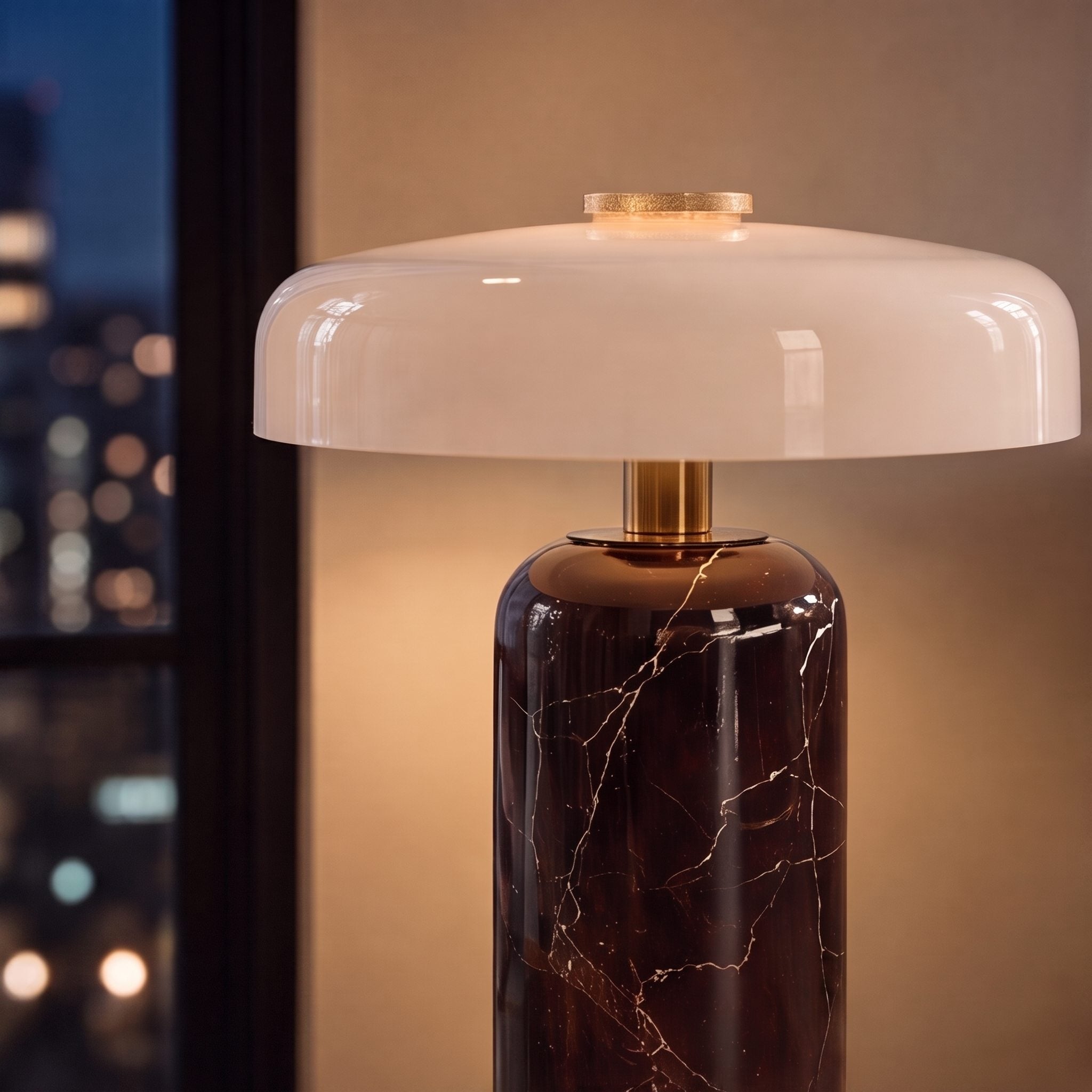 Marble Base Opaline Glass Touch-Control LED Table Lamp (USB Charging)