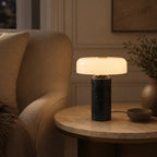 Marble Base Opaline Glass Touch-Control LED Table Lamp (USB Charging)
