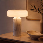Marble Base Opaline Glass Touch-Control LED Table Lamp (USB Charging)