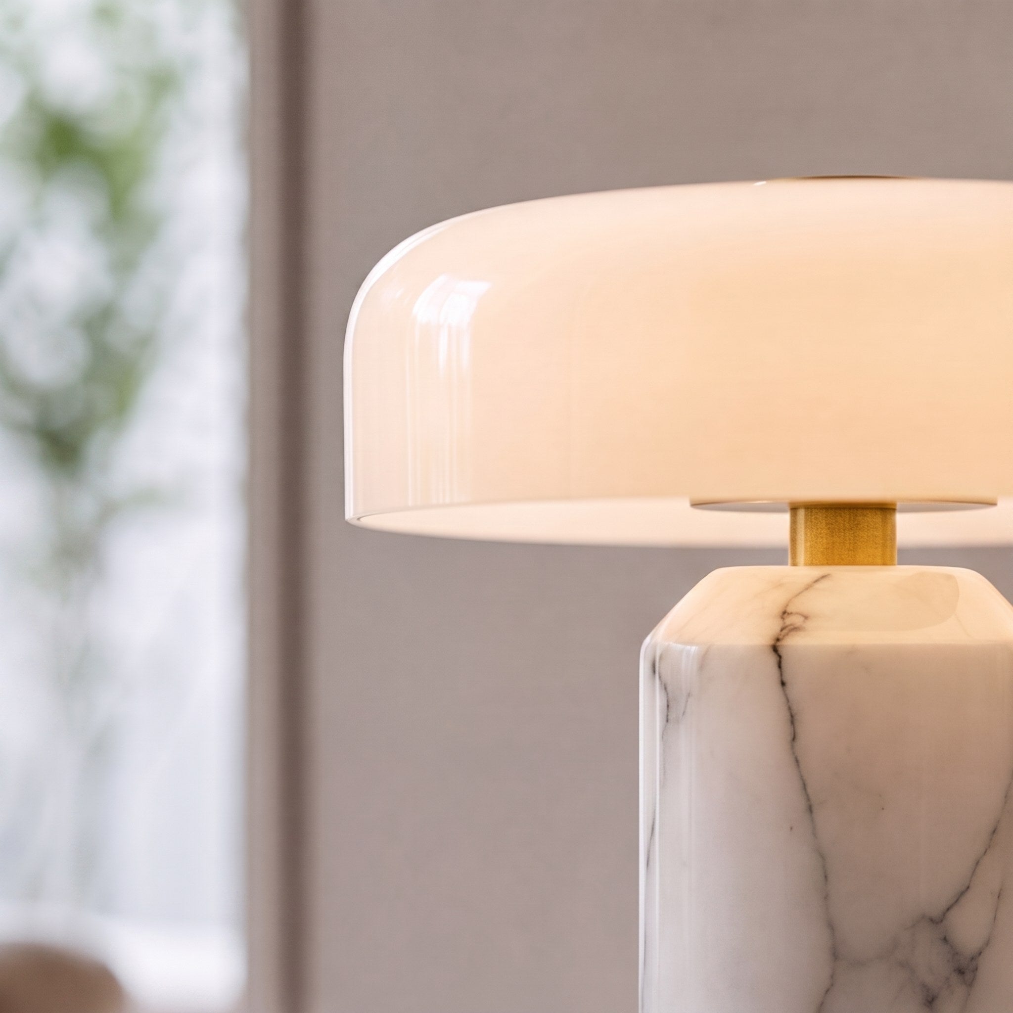 Marble Base Opaline Glass Touch-Control LED Table Lamp (USB Charging)